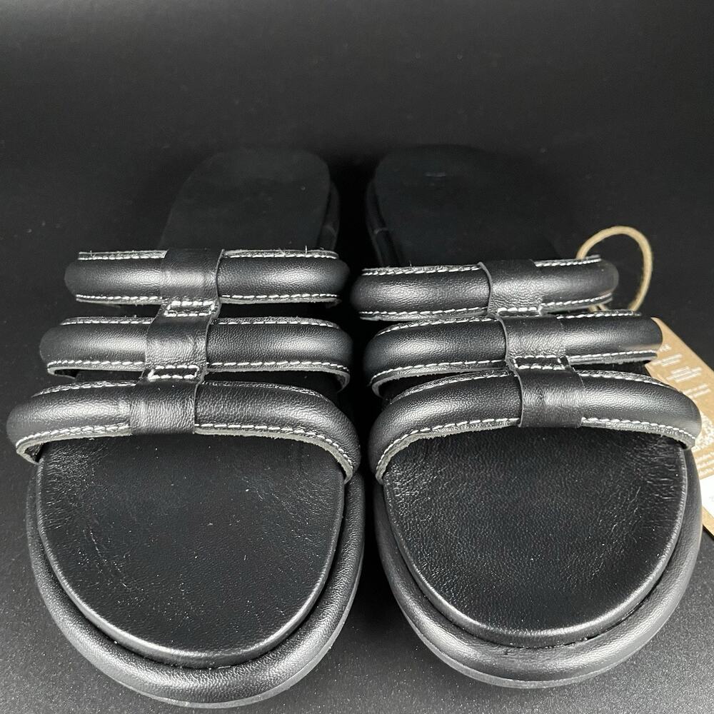 OluKai Black Triple-Strap Slide Sandals